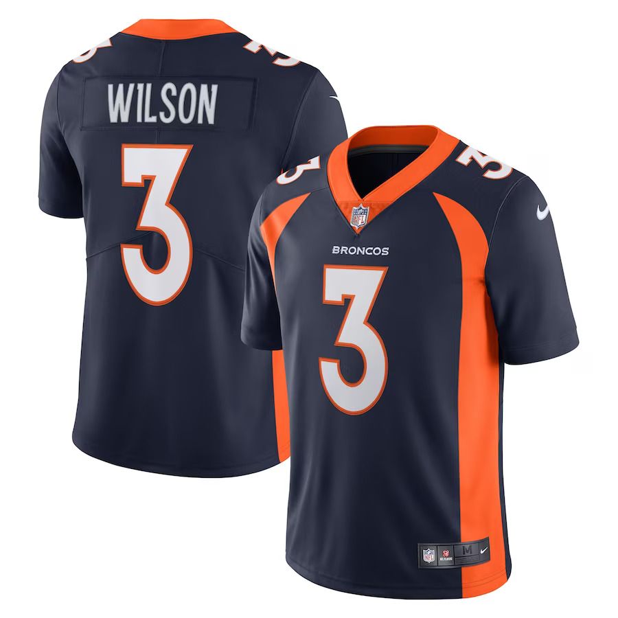 Men Denver Broncos #3 Russell Wilson Nike Navy Alternate Vapor Limited NFL Jersey